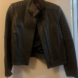 J Brand Military Green Leather Jacket